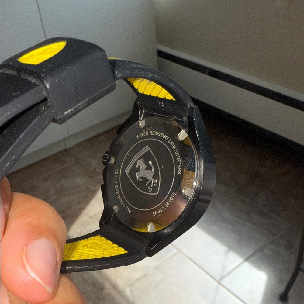 Ferrari Black Case with Yellow Strap Watch - Picture 2 of 3